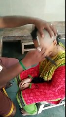 Indian women Headshave with razor