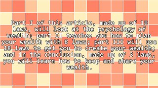 19 Laws of the Psychology of How to Become and Remain Rich