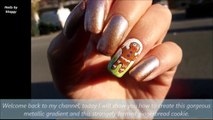 Metallic gradient with hand painted Gingerbread man ~~ Nail art Tutorial ~~-LUkvqn6bFhM