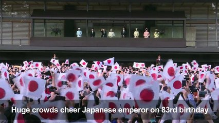 Huge crowds cheer Japan emperor on 83rd birthday