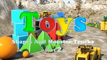 Learn Shapes At the Construction Site - Learn Shapes And Race Monster Trucks - TOYS (Part 2)