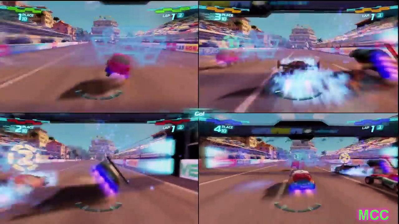 Cars 2 The Game RAOUL CAROULE vs CHUKI vs BOOST vs NIGEL GEARSLEY 4 Player Race