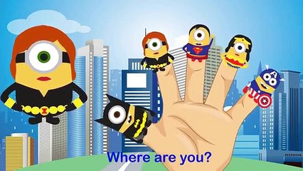 Minions Super Heroes Finger Family Song Batman, Superman, Catwoman, Superwoman, Captain America