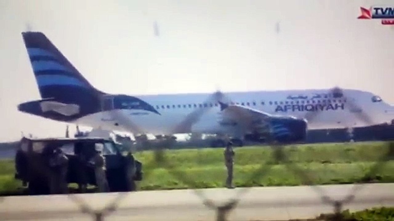 Hijacked Libya Afriqiyah Airways plane Lands in...