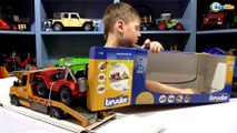 Construction Vehicles toys videos for kids BRUDER TRUCK Tow Truck with Jeep Cars Toys Review