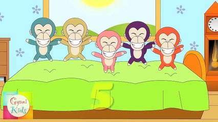 Five Little Monkeys Jumping On The Bed Nursery Rhyme | Kids Animation Rhymes Song