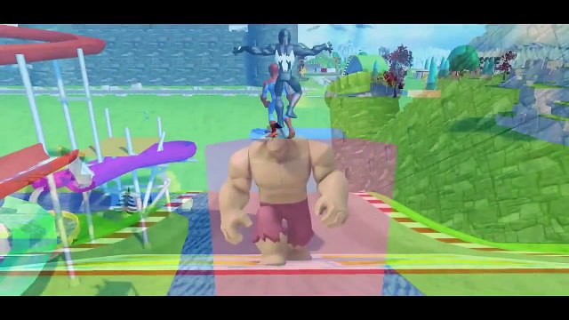 SPIDERMAN COLORS BLACK & RED Chasing Venom in Bikes + Hulk Fun with Disney Cars McQueen & Mickey