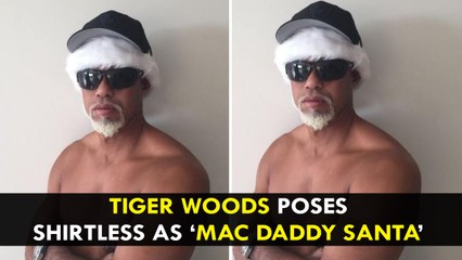 Tiger Woods poses shirtless as ‘Mac Daddy Santa’