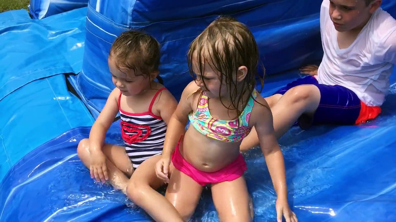 Inflatable Water Slide Tropical 20 feet with Pool Fun Brooke and Azlynn Show