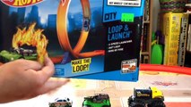 Hot Wheels City Loop and Launch Set & Monster Jam Dragon Arena Attack Playset by FamilyToyReview