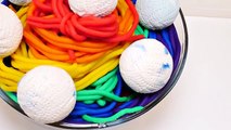 Rainbow Spaghetti Cloud Meatballs * Play Doh Food * DIY How To Make Playdoh Video