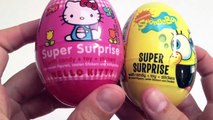 SpongeBob Surprise Egg and Hello Kitty Surprise Egg Unwrapping - Surprise Toy Review