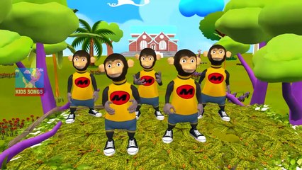 Five little monkeys nursery rhyme|3D cartoon animation for kids
