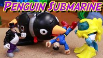 Batman with Superman Frozen Ocean Find The Penguin Villain Submarine and Attacked by Pet Penguins
