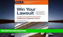Buy Roderic Duncan Judge Win Your Lawsuit: A Judge s Guide to Representing Yourself in California