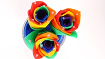 DIY Roses - How To Make Play Doh Rainbow Rose Flowers - Playdough videos DCTC