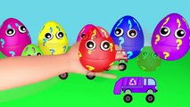 10 Surprise Eggs 3D Learn Colors with Crazy Monster Trucks ! plus Nursery Rhymes (Songs for Kids)