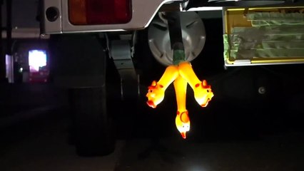 Des poulets couineurs dans un pot d'échappement