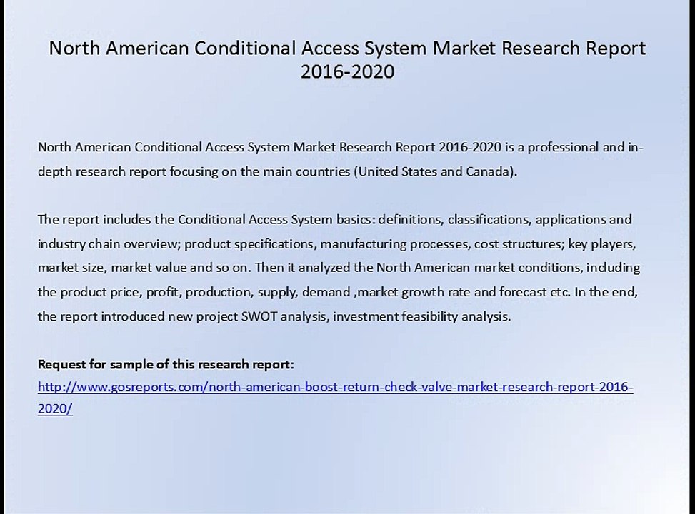 North American Conditional Access System Market Research Report 2016-2020