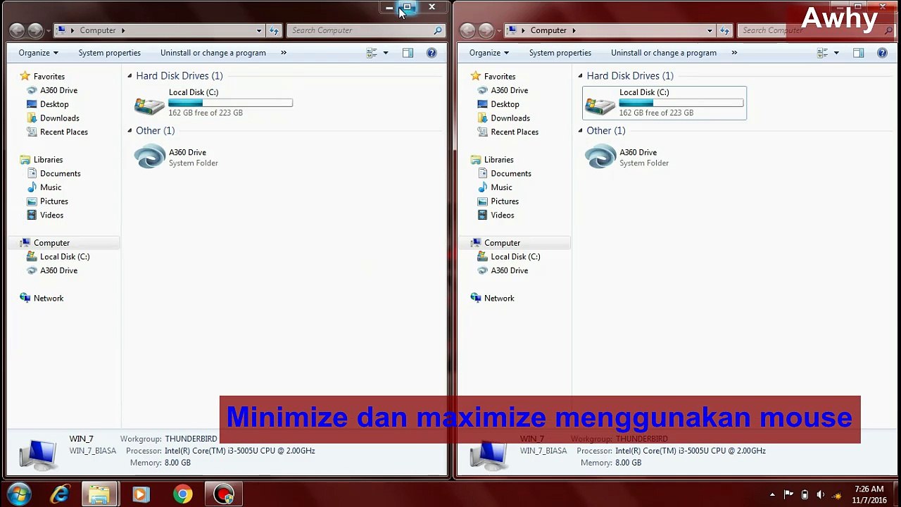 How to Minimize and Maximize Using Mouse and Keyboard in Windows 7