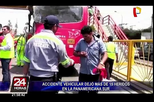 Más de 15 heridos dejó choque de buses en la Panamericana Sur