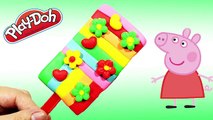 Play Doh DIY Popsicle!! Creations ice cream rainbow with peppa pig español funny