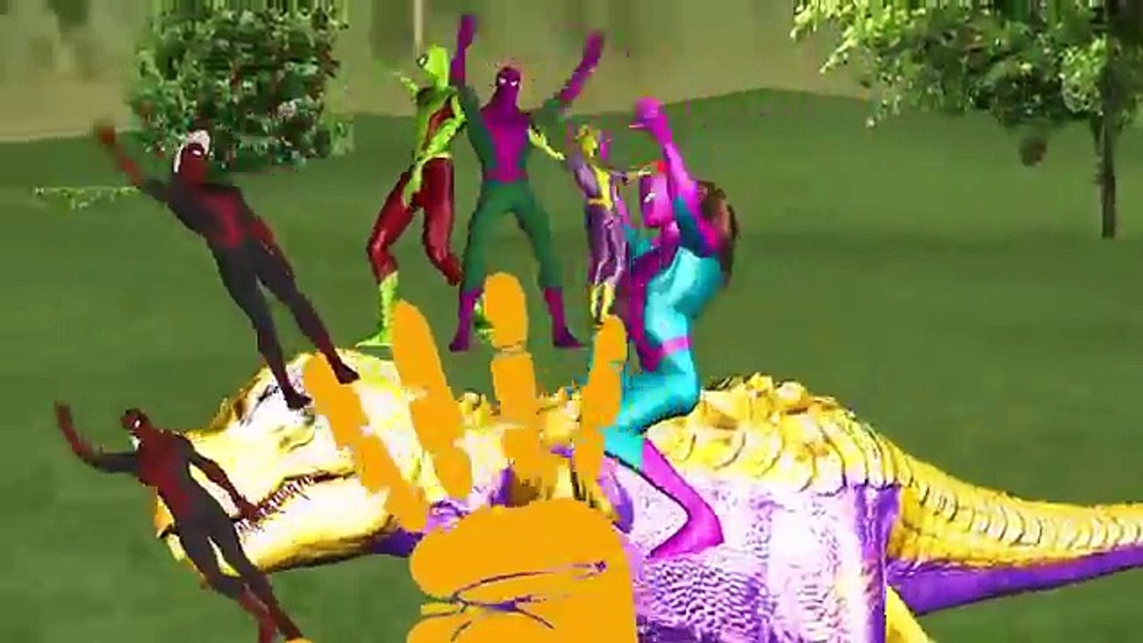 Learn Animal Rhymes Dinosaur Amazing Spiderman Kids Animated Color Finger Family Dinosaur 3D Movie