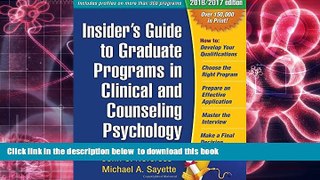 Free [PDF] Download  Insider s Guide to Graduate Programs in Clinical and Counseling Psychology: