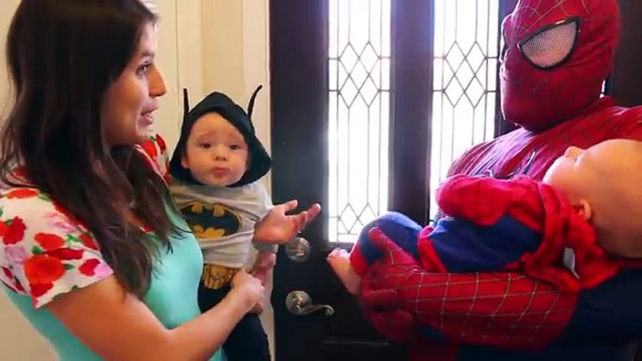 Spiderman Babysitting FAIL 2 BABIES Superhero Spider Man IRL Baby Sitting In Real Life + Batman Baby
