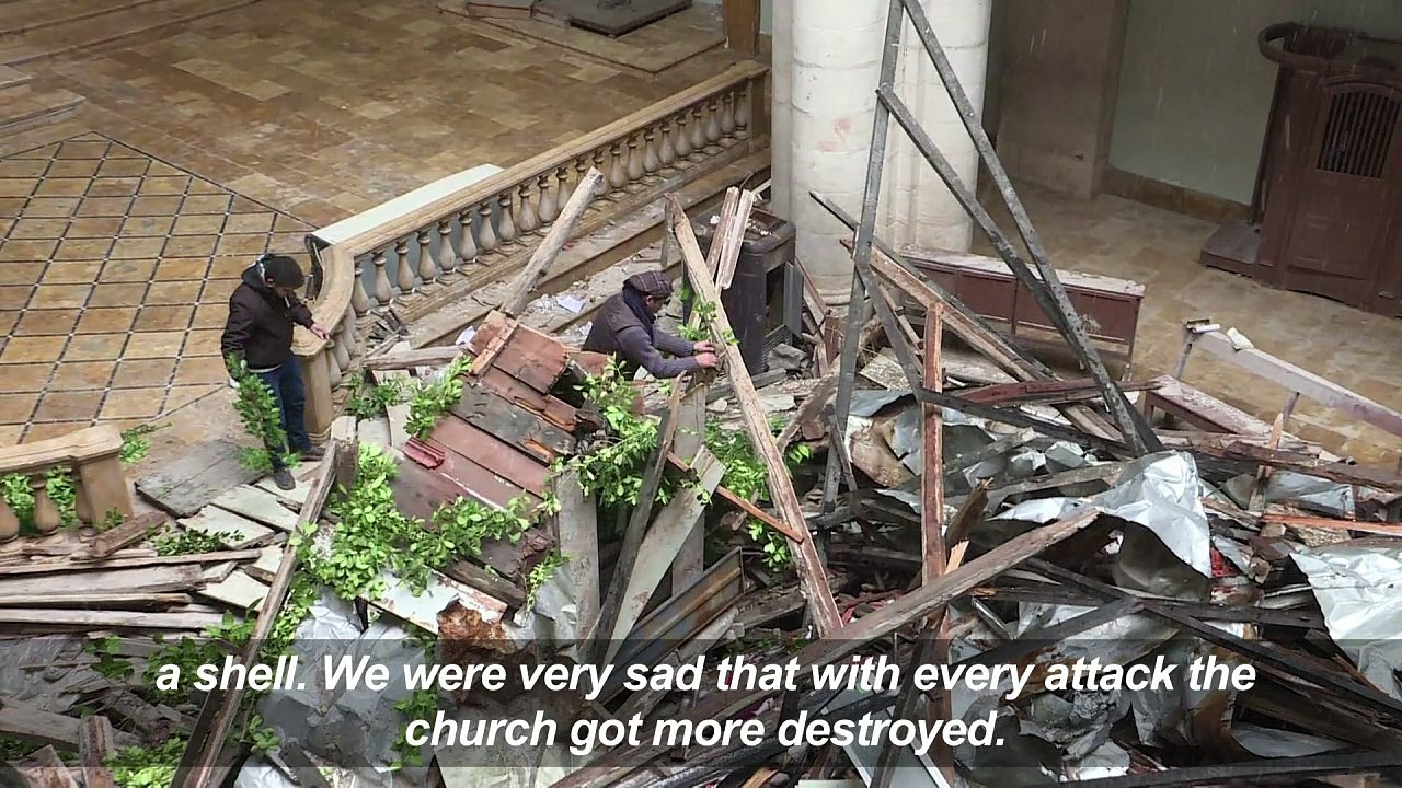 Aleppo Christians prepare war-ravaged church fo...