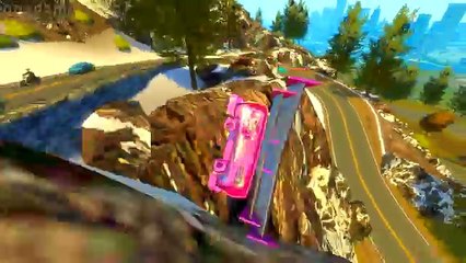 Dinoco King 43 and Boost Disney cars jump Countryside Mountains