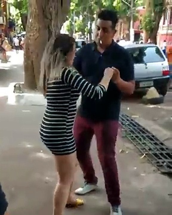 Girl falls into upstream while dancing