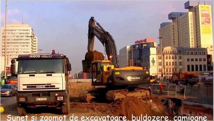 Sunet și zgomot de excavatoare, buldozere, camioane și basculante la muncă
