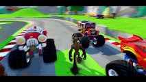 AWESOME Monster Trucks Lightning McQueen Cars & Tow Mater having fun with Mickey Mouse racing! 2