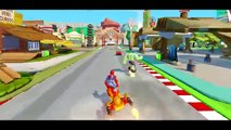 The Amazing Spiderman rides Hoverboard   Hulk race Dash From The Incredibles & Disney Cars McQueen