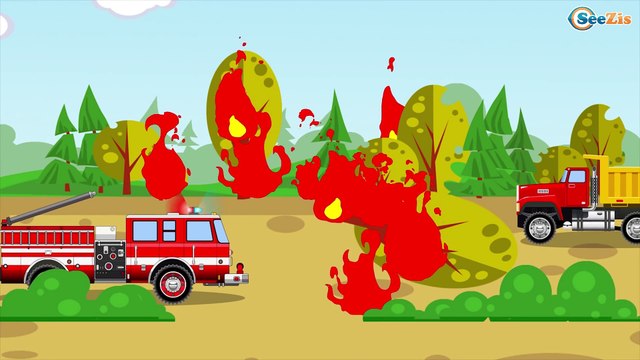 Сoche de policía y Сamión de bomberos | Caricaturas de coches | Carros infantiles
