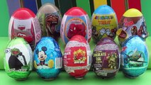 10 Surprise eggs Kinder Surprise Cars Dinosaur Angry Birds Turtles Super Mario Mickey Mouse