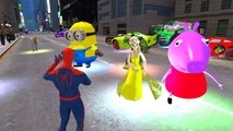 Spiderman, Frozen Elsa, Peppa Pig, Minions & McQueen COLORS DANCE Fun Party