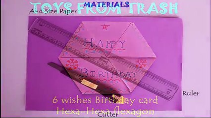 6 Wishes Birthday Card _ Hexa - Hexa Flexagon _ English