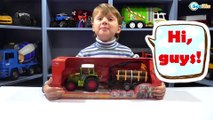 Dickie Toys Video for children - unboxing cars toys. Tractor with Trailer Cars Toys Review