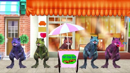 Hot Cross Buns Dinosaur Dancing And Song || Children For Nursery Rhymes