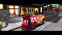Disney Pixar Cars Lightning McQueen have fun with Spiderman and Hulk
