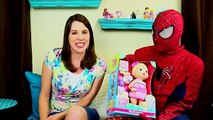 BABY ALIVE Vomit & Barf Doll Review of Bitsy Burpsy Baby & Pee Diaper with Spiderman & DisneyCarToys