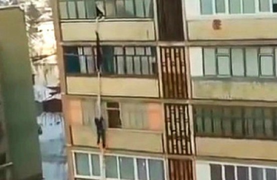 Russian Cheater Tries To Escape Bedroom Out Window