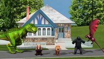 Dinosaurs Finger Family Song | 3D Dinosaur Bear Lion Evil Tiger Gorilla Cartoon Rhymes for Children
