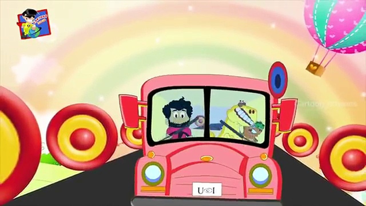 Dinosaur Wheels On The Bus | Red Bus | Learn Colors | Nursery Rhymes For Kids | Dinosaur Cartoons