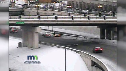 DOT Camera Shows Multi Vehicle Crash On Icy Highway
