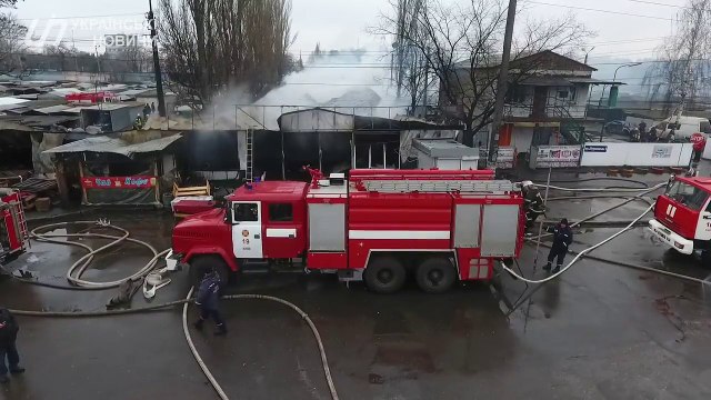 Пожар на рынке second-hand на Лесной (съемка квадрокоптером)
