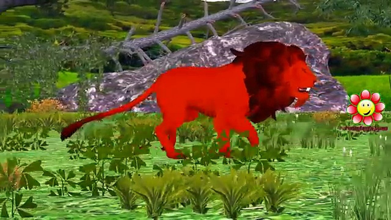 Colors Animals Finger Family Lion Dino T-Rex Tiger Godzilla Elephant Children Nursery Rhymes