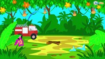 The Big Red Truck in Action with Excavator - Tractor Pavlik - Cars & Trucks for Kids